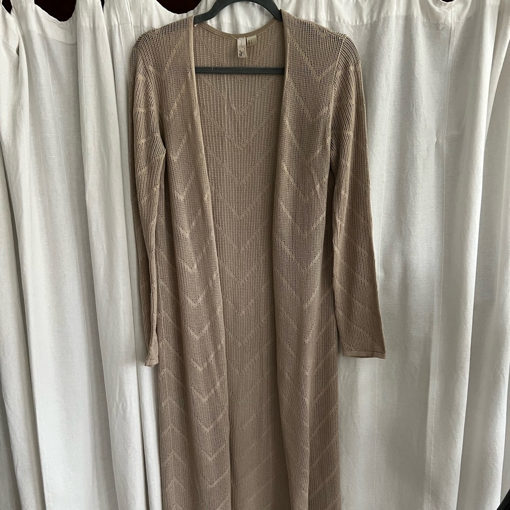 Lightweight Taupe Knit Duster Cardigan